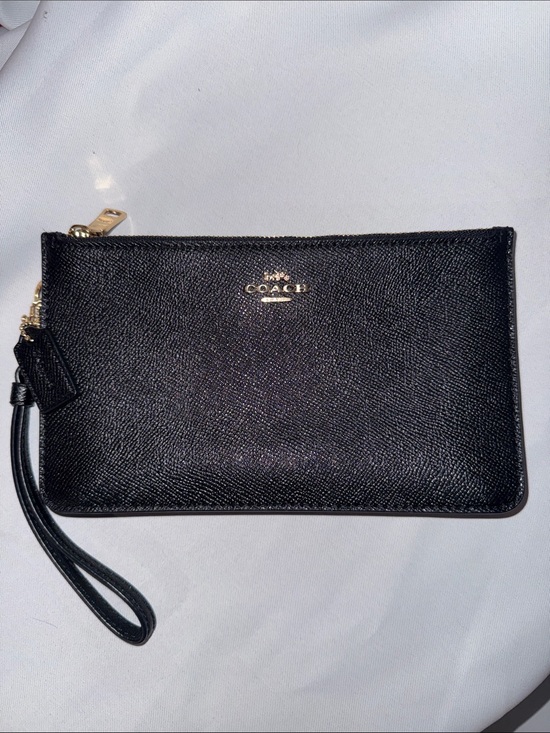 Coach Handbags - Coach Black Leather Wristlet with Gold Hardware